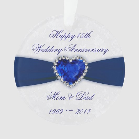 ダマスク45th結婚周年記念アクリルオーナメント オーナメント (正面)