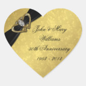 ダマスク50周年結婚ステッカー ハートシール (正面)