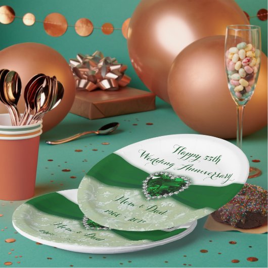 ダマスク55結婚周年記念紙プレート ペーパープレート (複数)