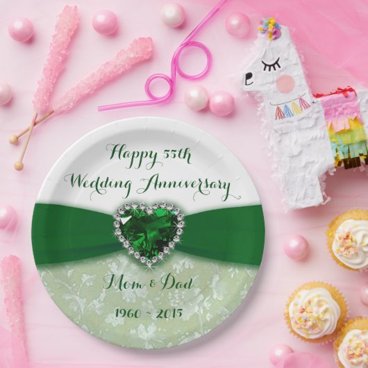 ダマスク55結婚周年記念紙プレート ペーパープレート (パーティー)