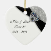 ダマスク60周年結婚ハートオーナメント セラミックオーナメント (裏面)