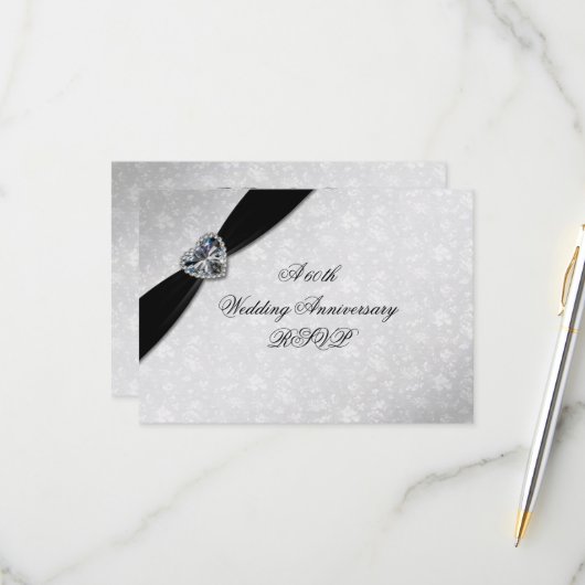 ダマスク60結婚周年 出欠カード (正面/裏面インサイチュ)