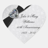 ダマスク60th結婚周年記念シール ハートシール (正面)