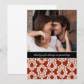 ダマスク お礼状 {赤} 招待状 (正面/裏面)