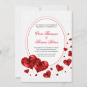 ダマスク アンド レッド ハーツ ウェディング 招待状 (正面)