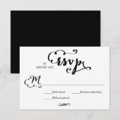 ダマスク ウェディング スクリプト - RSVP カード (正面/裏面)