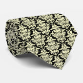 ダマスク – クリームオンブラック ネクタイ (ロール)