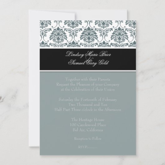 ダマスク/グラファイト/スレート/ブラック 招待状 (正面)