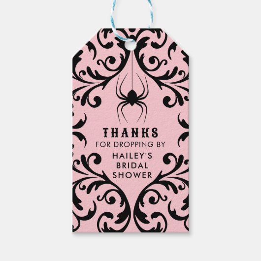 ダマスク グラム スパイダー | ブライズシャワーありがとう ギフトタグ (正面)