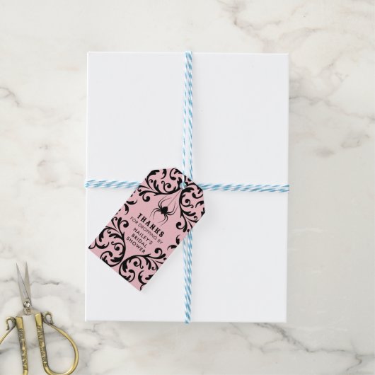 ダマスク グラム スパイダー | ブライズシャワーにお礼 ギフトタグ (より糸付き)