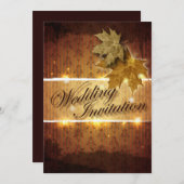 ダマスク ゴールデンリーフ フォール ウェディング 招待状 (正面/裏面)