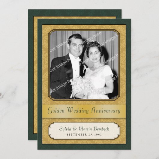 ダマスク ゴールデン(50周年)パーティー 招待状 (正面/裏面)