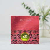 ダマスク ジェム ストーン モノグラム 紫 シルク 招待状 (スタンド正面)