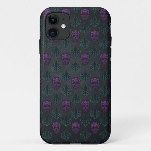 ダマスク スカル ティール パープル Case-Mate iPhoneケース (裏面)