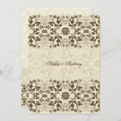 ダマスク スワール レース コーヒー エレガント ウェディング 招待状 (正面/裏面)