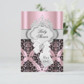 ダマスク＆ティアラ プリンセス ベビーシャワー 招待状 (スタンド正面)