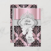 ダマスク＆ティアラ プリンセス ベビーシャワー 招待状 (正面/裏面)