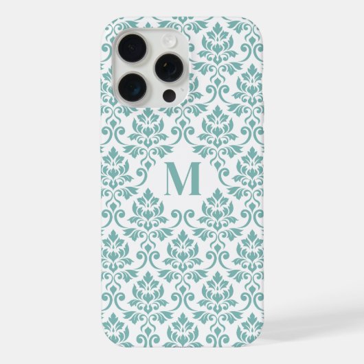 ダマスク ティール柄（カスタム） iPhoneケース (裏面)