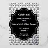 ダマスク・パターン 箔招待状 (正面)