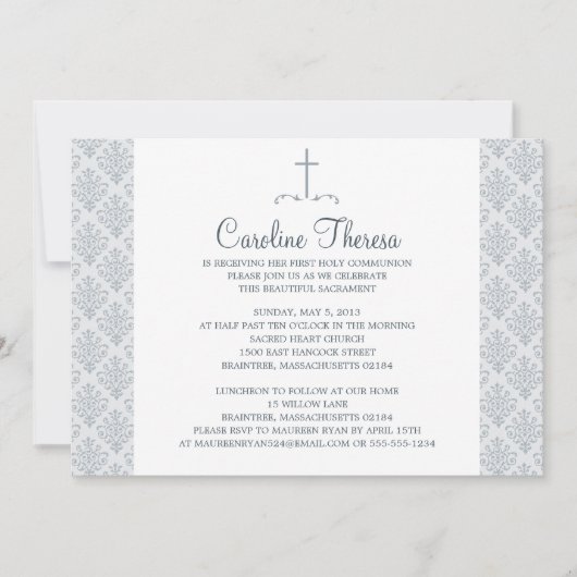 ダマスク・ファースト・コミュニオン 招待状 (正面)