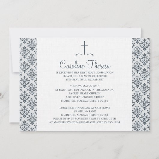 ダマスク・ファースト・コミュニオン 招待状 (正面)