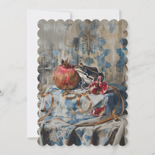 ダマスク – フラット招待状サイズ： 12.7 cm x 17.8 cm セーブザデート (正面)