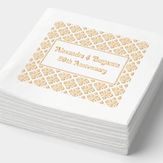 ダマスク フローラル BG どんなシーンにも - 50周年記念 箔ナプキン (詳細)