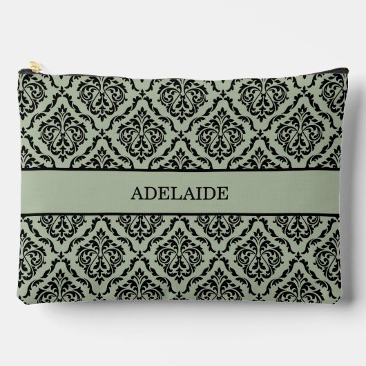 ダマスク ブライド トライブ ブラidal パーティー セージグリーン アクセサリーポーチ (正面)