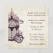 ダマスク·プラム·バードケージ 招待状 (正面/裏面)