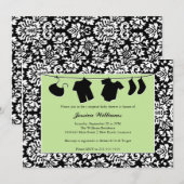 ダマスク ベビーシャワー 招待状 (正面/裏面)