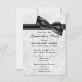 ダマスク&ボウフェイクガールズ卒業式パーティー 招待状 (裏面)