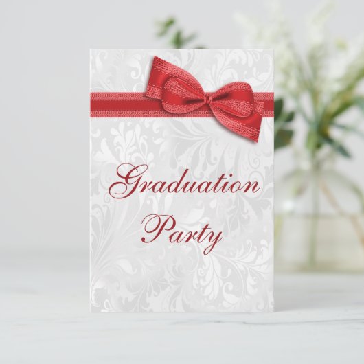 ダマスク&ボウフェイクガールズ卒業式パーティー 招待状 (スタンド正面)