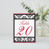 ダマスク ボーダー テーブル ナンバー（ブラック / レッド / ホワイト） ポストカード (スタンド正面)