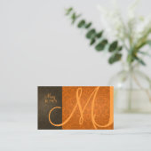 ダマスク+モノグラム（前）レトロ色 名刺 (スタンド正面)