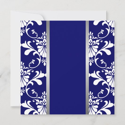 ダマスク&リボン結婚式招待状 招待状 (正面)