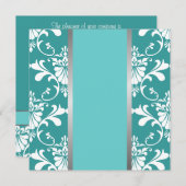 ダマスク＆リボン 結婚式招待状 招待状 (正面/裏面)