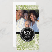 ダマスク"世界への喜び"ホリデーフォトカード シーズンカード (正面/裏面)