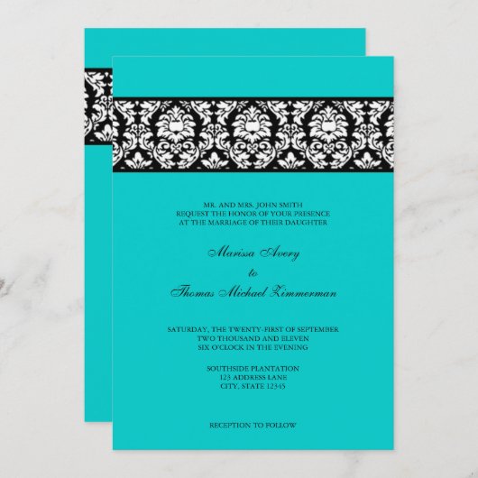 ダマスク 招待状 (正面/裏面)