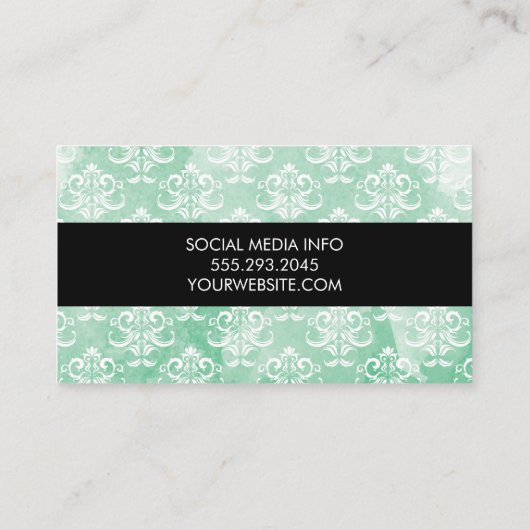 ダマスク/水彩(緑) 名刺 (裏面)