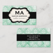 ダマスク/水彩（緑） 名刺 (正面/裏面)