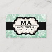 ダマスク/水彩（緑） 名刺 (正面)