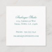 ダマスク、洗練された青と白 スクエア名刺 (裏面)