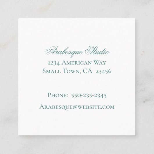ダマスク、洗練された青と白 スクエア名刺 (裏面)
