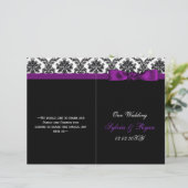ダマスク,紫のリボン本の折り畳み結婚式 プログラム (スタンド正面)