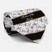 ダマスク,花嫁の父,ブラックと金ゴールド ネクタイ (ロール)