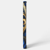 ダマスク 花 渦巻き 青 金 黒 SAMSUNG GALAXYケース (左側面)