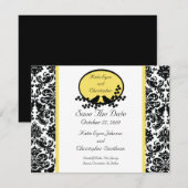 ダマスク＆鳥の結婚式延期のお知らせ セーブザデート (正面/裏面)