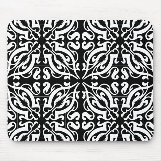 ダマスク – 黒い背景 マウスパッド (正面)