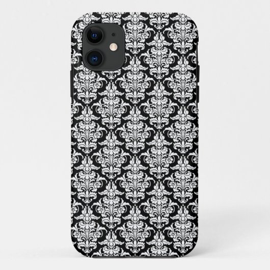 ダマスク – 黒いiPhoneケースに白 Case-Mate iPhoneケース (裏面)