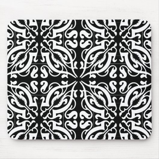 ダマスク – 黒の背景 マウスパッド (正面)